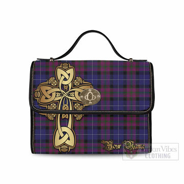 Tartan Vibes Clothing Pride of Scotland Tartan Waterproof Canvas Bag Golden Thistle Celtic Cross Style