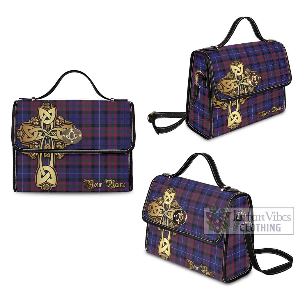 Tartan Vibes Clothing Pride of Scotland Tartan Waterproof Canvas Bag Golden Thistle Celtic Cross Style