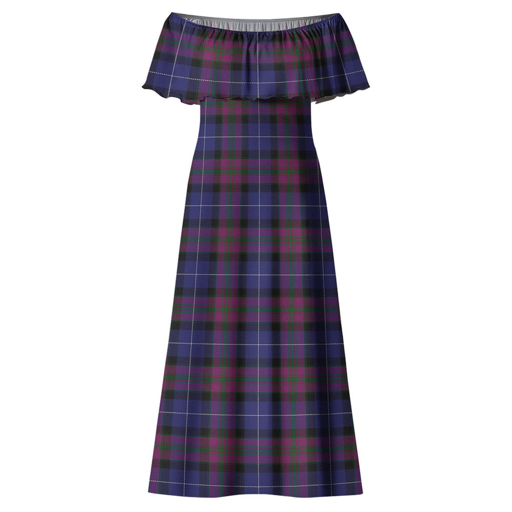 Pride of Scotland Tartan Off Shoulder Long Dress - Tartanvibesclothing