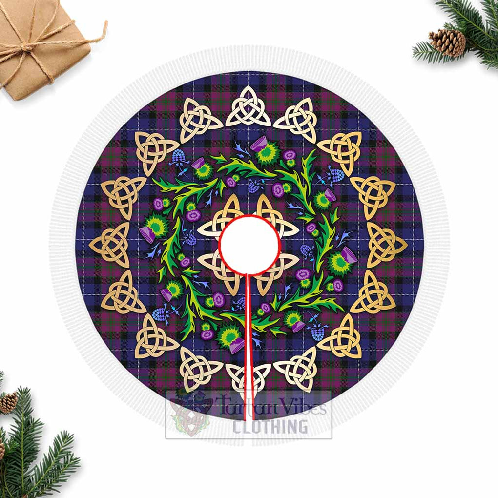 Tartan Vibes Clothing Pride of Scotland Tartan Christmas Tree Skirt with Thistle Celtic Knot Style