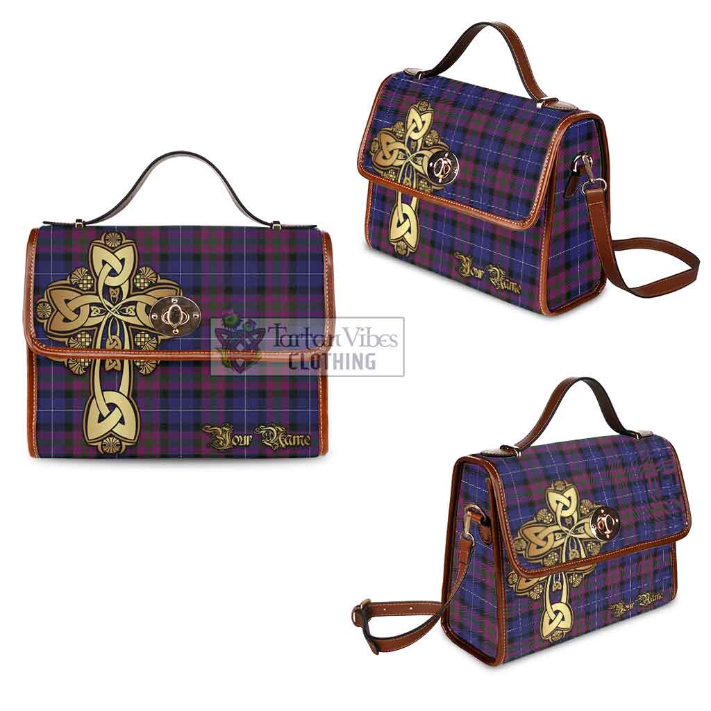 Tartan Vibes Clothing Pride of Scotland Tartan Waterproof Canvas Bag Golden Thistle Celtic Cross Style