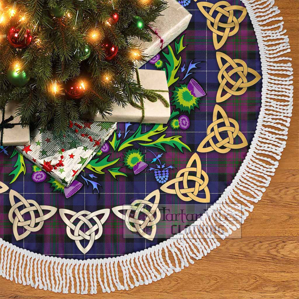 Tartan Vibes Clothing Pride of Scotland Tartan Christmas Tree Skirt with Thistle Celtic Knot Style