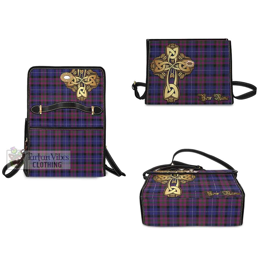 Tartan Vibes Clothing Pride of Scotland Tartan Waterproof Canvas Bag Golden Thistle Celtic Cross Style