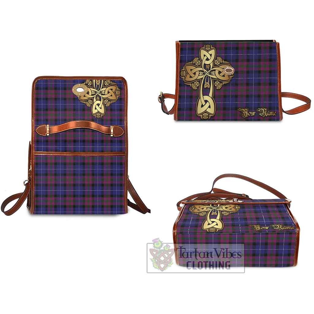 Tartan Vibes Clothing Pride of Scotland Tartan Waterproof Canvas Bag Golden Thistle Celtic Cross Style