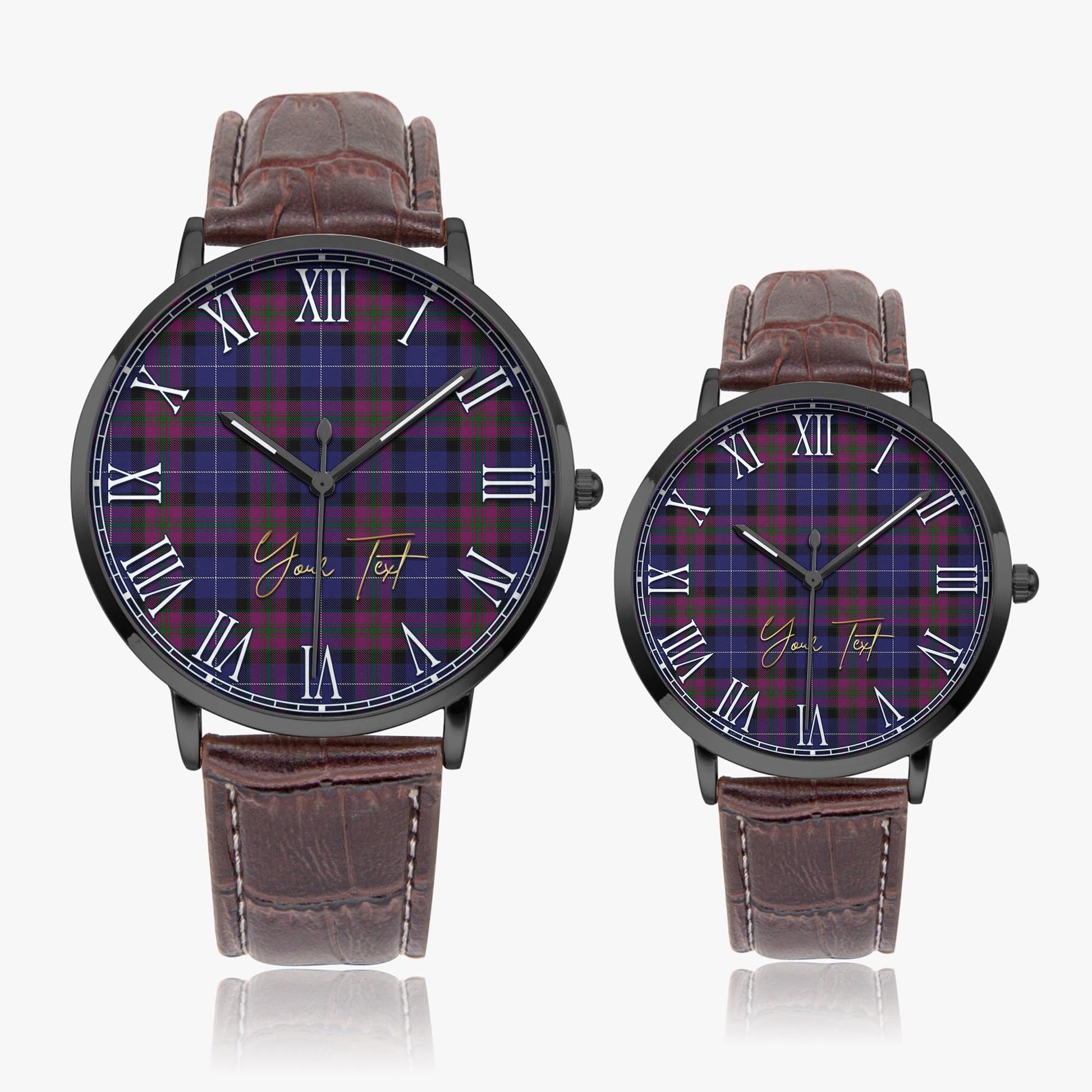 Pride of Scotland Tartan Personalized Your Text Leather Trap Quartz Watch - Tartan Vibes Clothing