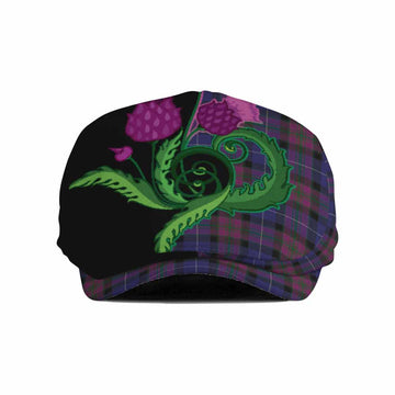 Pride of Scotland Tartan Flat Cap, Jeff Cap Traditional Scottish Thistle