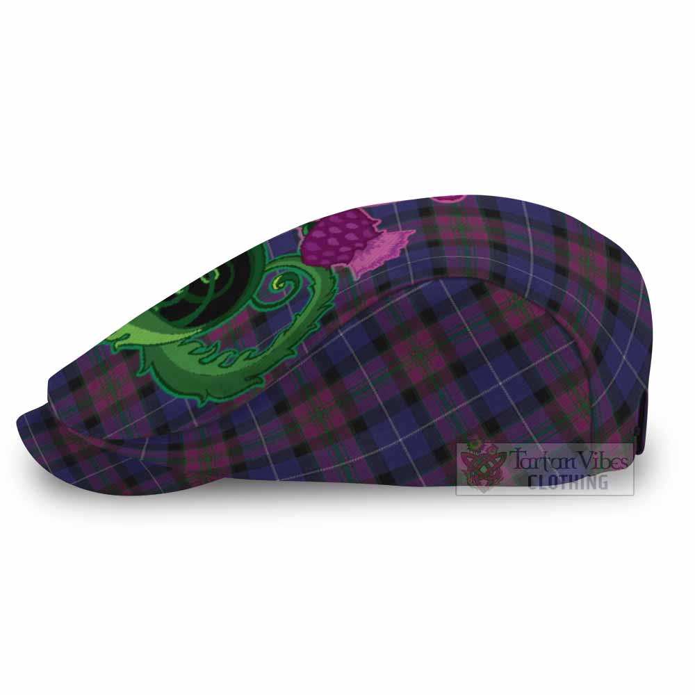Pride of Scotland Tartan Flat Cap, Jeff Cap Traditional Scottish Thistle