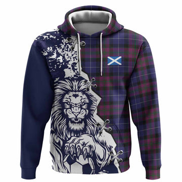 Pride of Scotland Tartan Scottish Hoodie Angry Lion With Soccer Ball Style