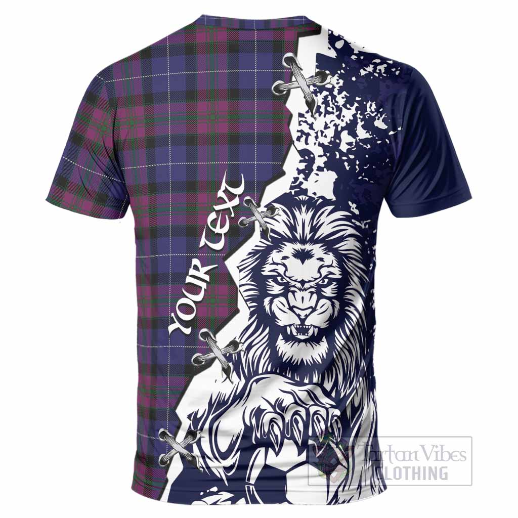Pride of Scotland Tartan Scottish T-Shirt Angry Lion With Soccer Ball Style