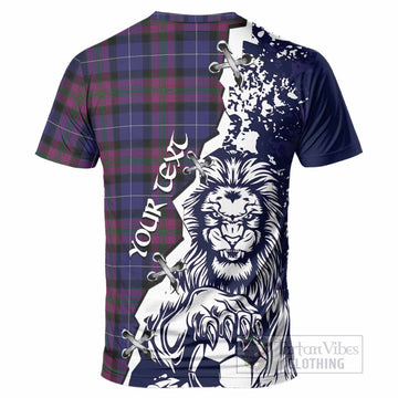 Pride of Scotland Tartan Scottish T-Shirt Angry Lion With Soccer Ball Style