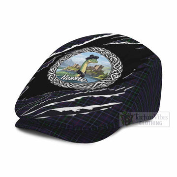 Pride of Wales Tartan Loch Ness Monster Flat Cap, Jeff Cap Celtic Knot Nessie Art