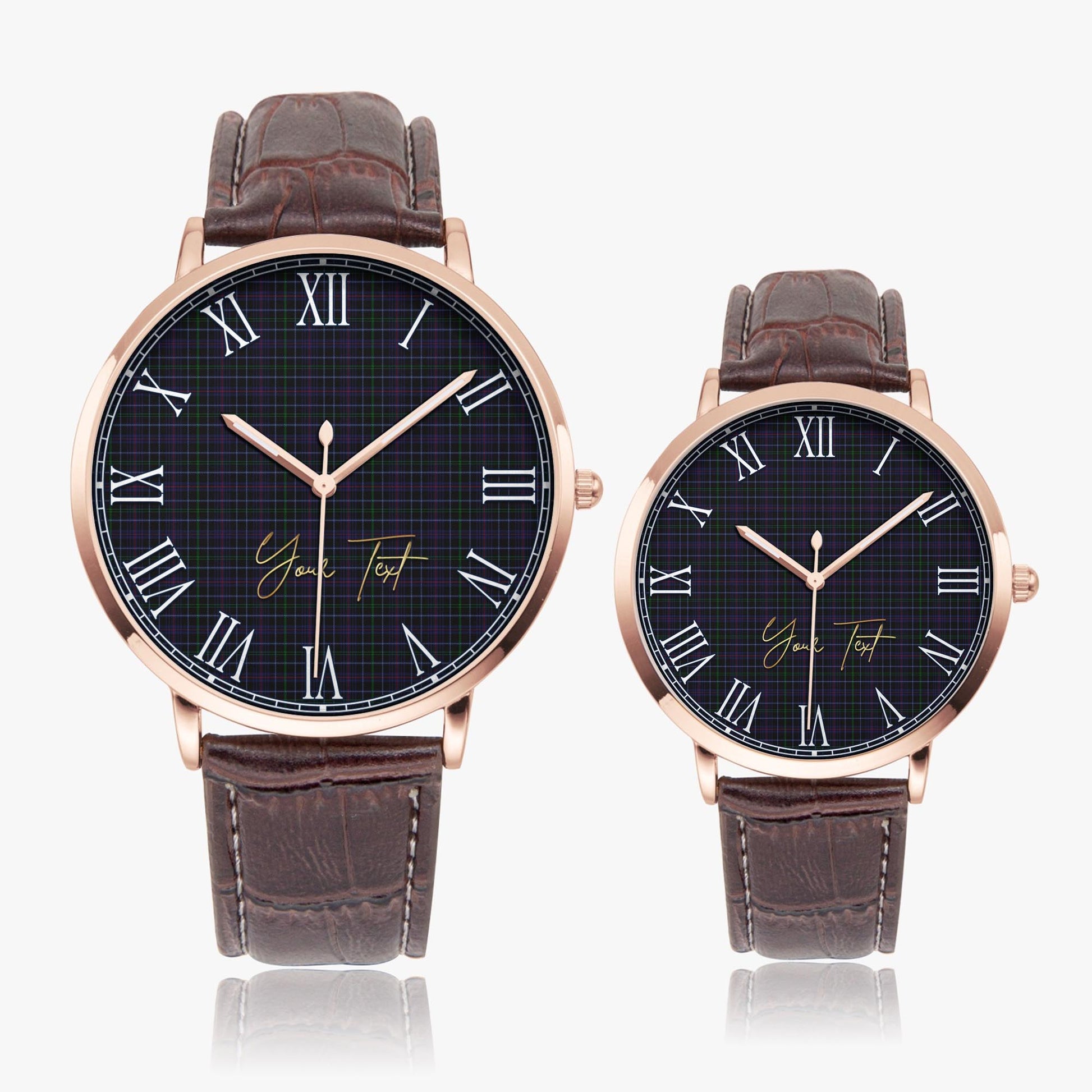 Pride (Wales) Tartan Personalized Your Text Leather Trap Quartz Watch - Tartan Vibes Clothing