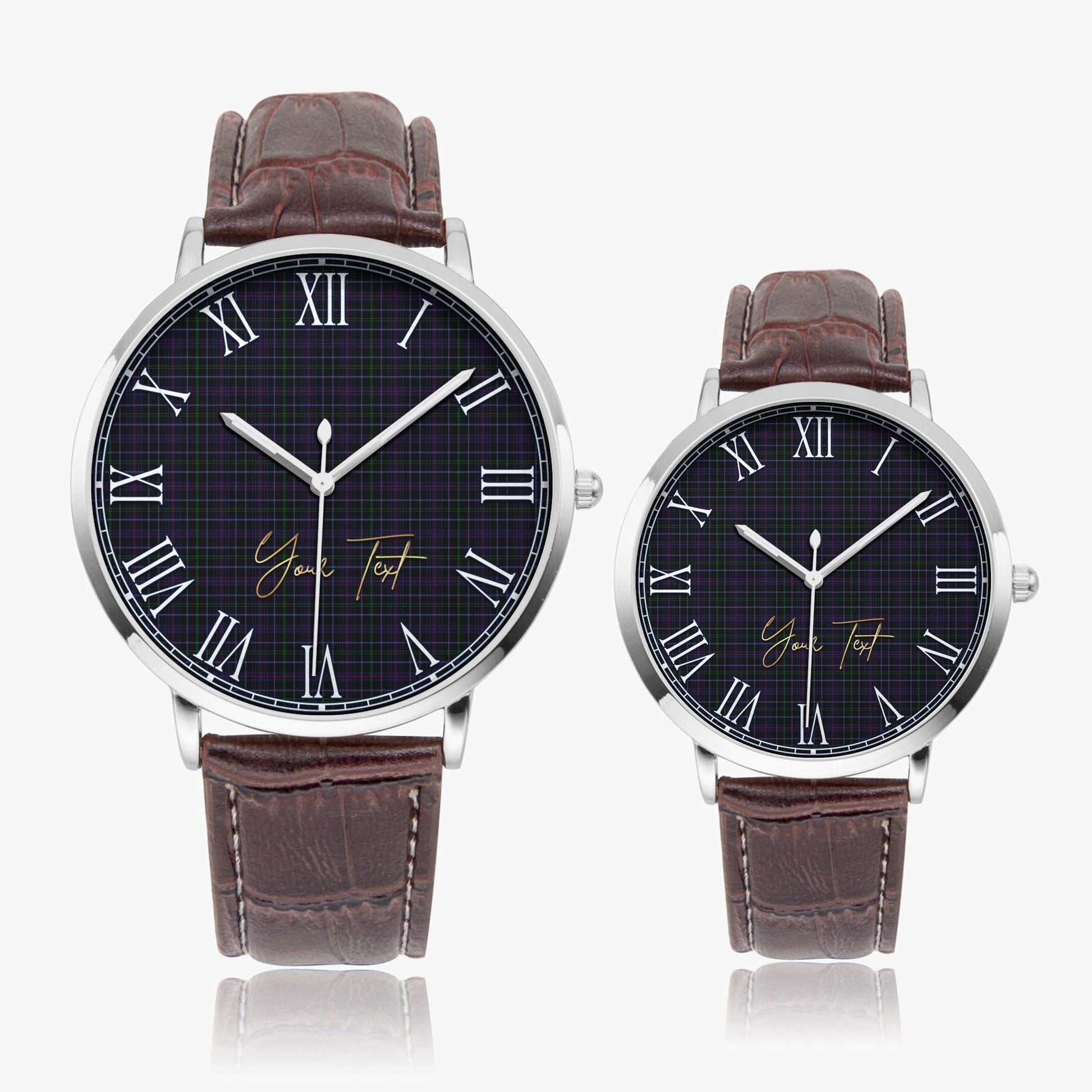 Pride (Wales) Tartan Personalized Your Text Leather Trap Quartz Watch - Tartan Vibes Clothing
