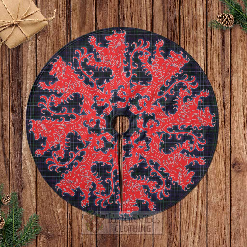 Pride (Wales) Tartan Christmas Tree Skirt Lion Rampant Style Casual Tree Skirts - Tartan Vibes Clothing