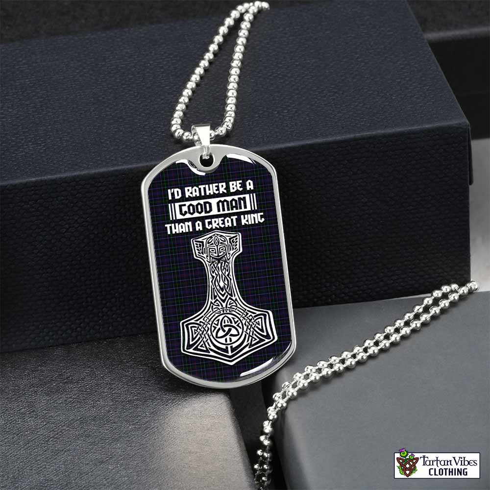 Pride (Wales) Tartan Dog Tag Necklace Viking Mjolnir Style Silver No - Tartan Vibes Clothing