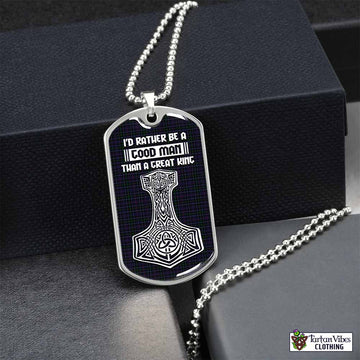 Pride (Wales) Tartan Dog Tag Necklace Viking Mjolnir Style