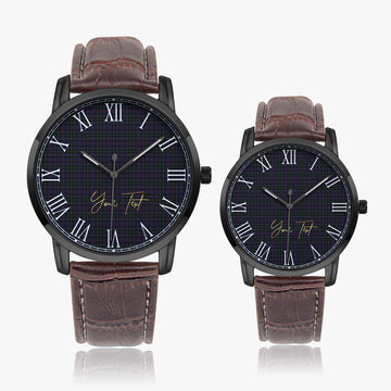 Pride (Wales) Tartan Personalized Your Text Leather Trap Quartz Watch - Tartan Vibes Clothing