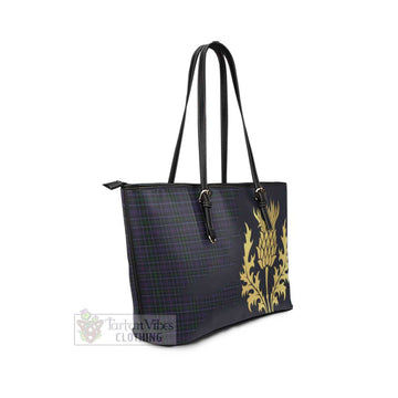 Pride (Wales) Tartan Leather Tote Bag Gold Thistle Style