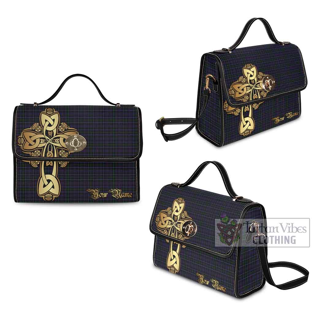 Tartan Vibes Clothing Pride (Wales) Tartan Waterproof Canvas Bag Golden Thistle Celtic Cross Style