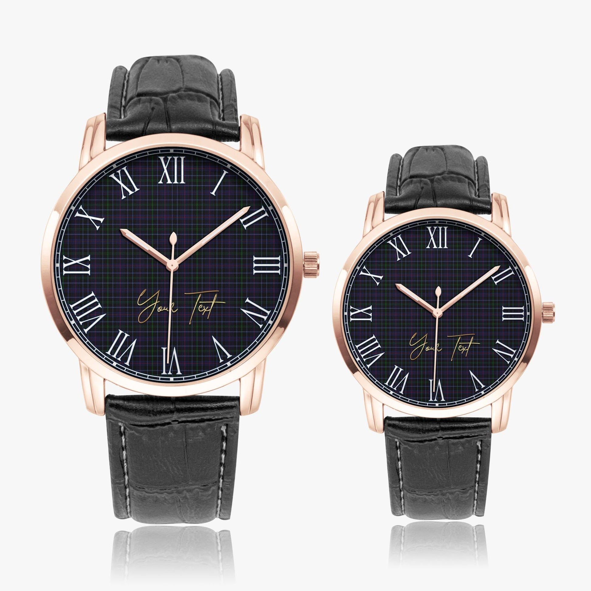 Pride (Wales) Tartan Personalized Your Text Leather Trap Quartz Watch - Tartan Vibes Clothing