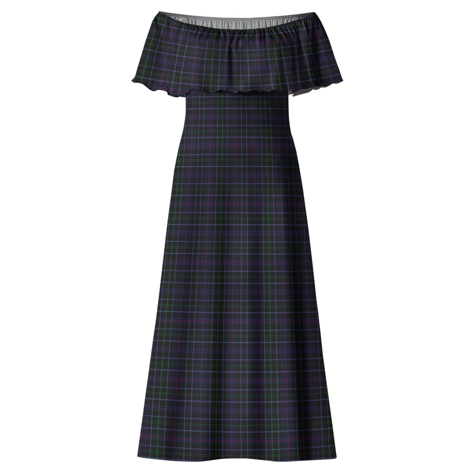 Pride (Wales) Tartan Off Shoulder Long Dress - Tartan Vibes Clothing