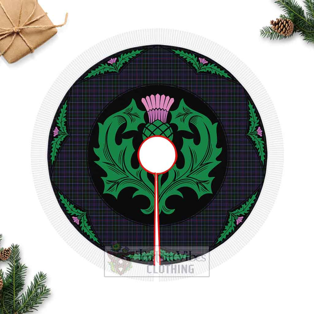 Pride (Wales) Tartan Christmas Tree Skirt Scottish Thistle Style Fringed Tree Skirts - Tartan Vibes Clothing