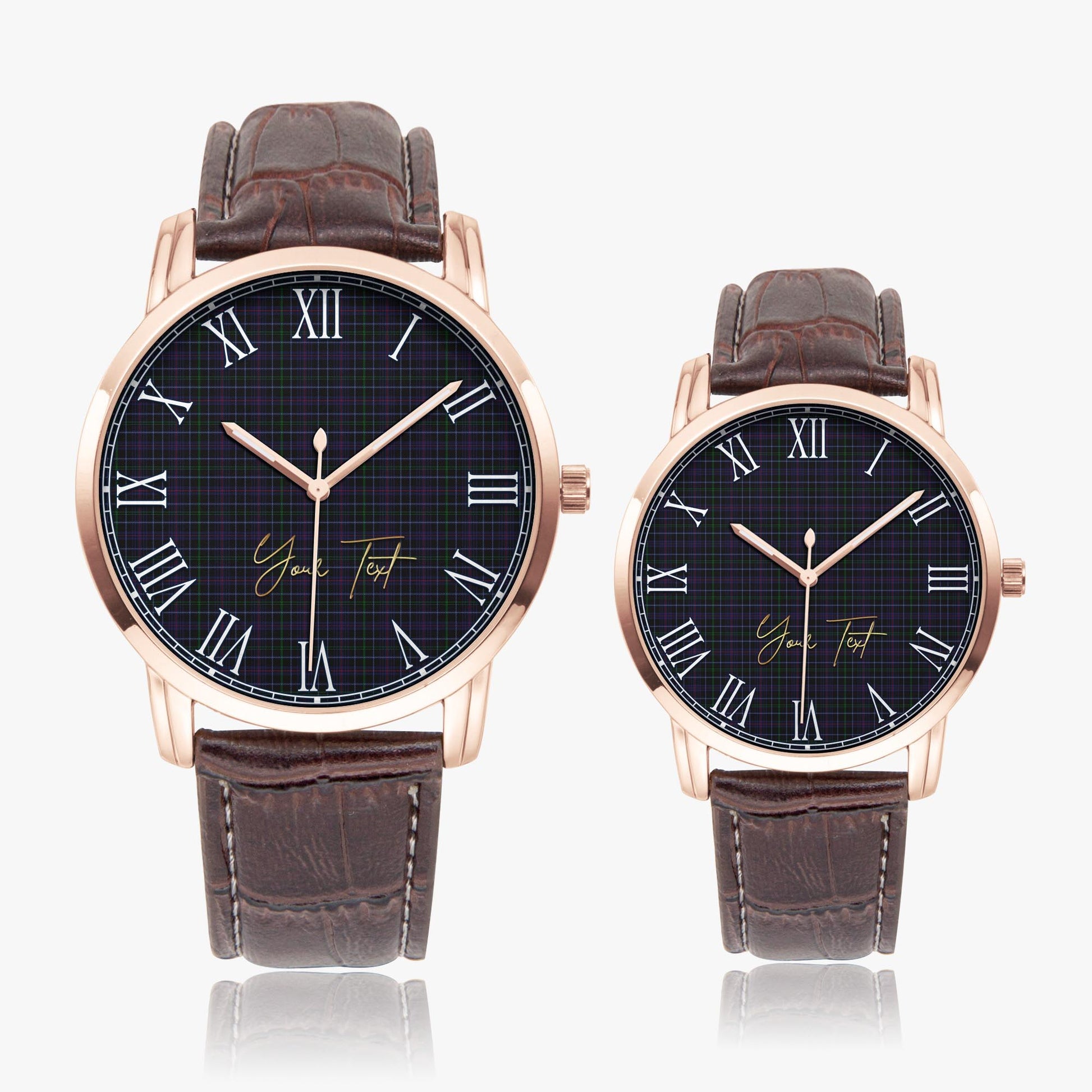 Pride (Wales) Tartan Personalized Your Text Leather Trap Quartz Watch - Tartan Vibes Clothing