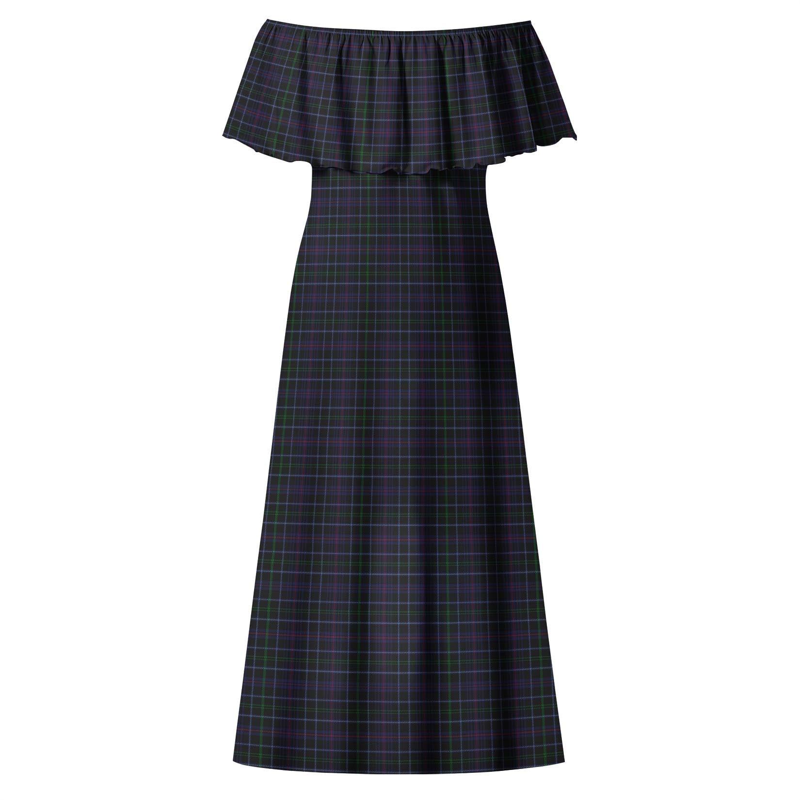 Pride (Wales) Tartan Off Shoulder Long Dress - Tartan Vibes Clothing