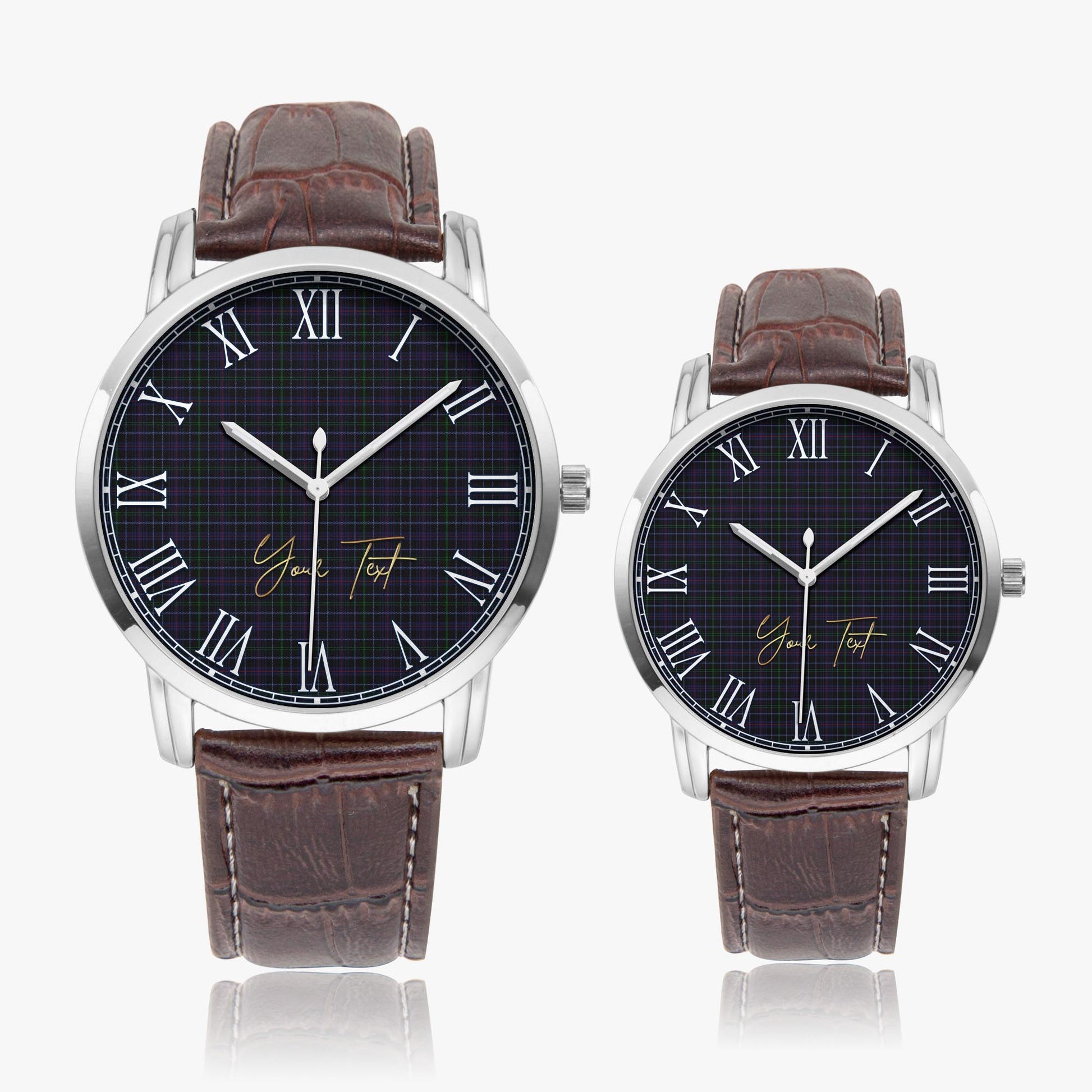 Pride (Wales) Tartan Personalized Your Text Leather Trap Quartz Watch - Tartan Vibes Clothing