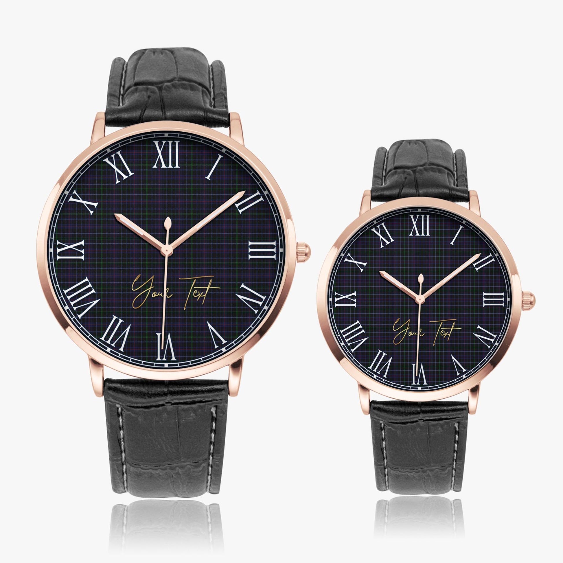 Pride (Wales) Tartan Personalized Your Text Leather Trap Quartz Watch - Tartan Vibes Clothing