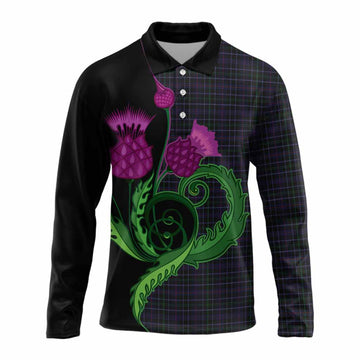 Pride (Wales) Tartan Long Sleeve Polo Shirt Traditional Scottish Thistle