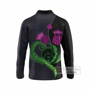 Pride (Wales) Tartan Long Sleeve Polo Shirt Traditional Scottish Thistle