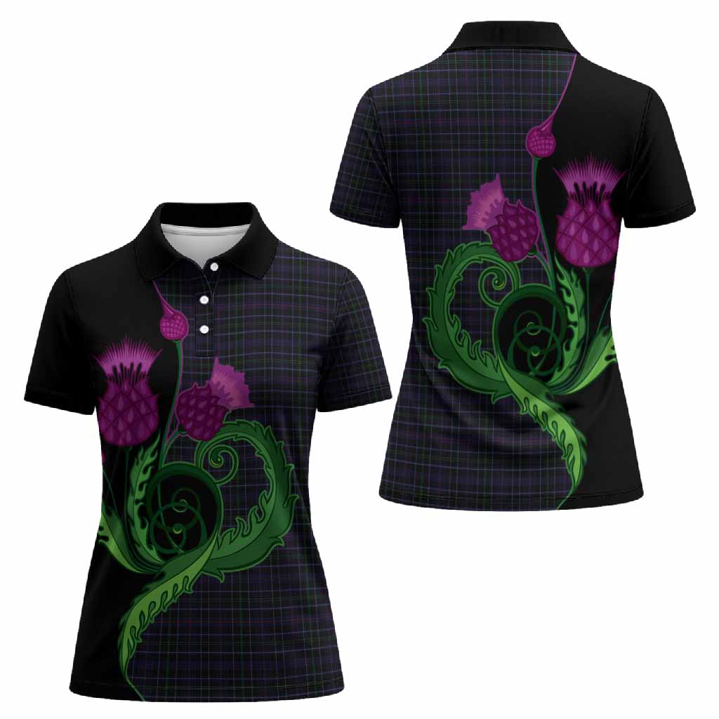 Pride (Wales) Tartan Women Polo Shirt Traditional Scottish Thistle