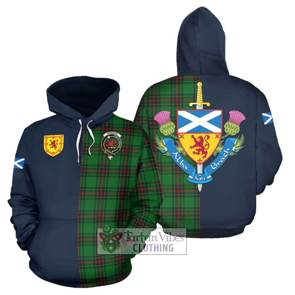 Tartan Vibes Clothing Primrose Tartan Hoodie with Scottish Lion Royal Arm Half Style