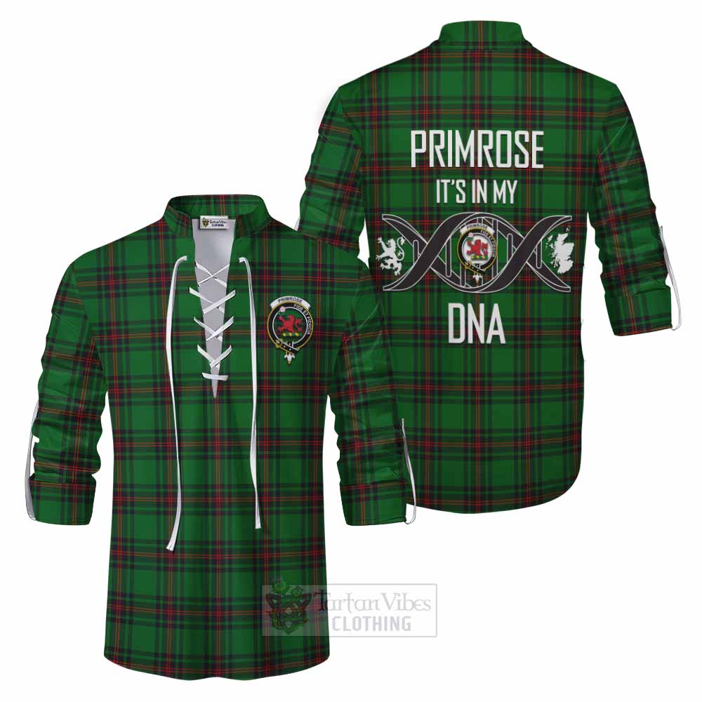Tartan Vibes Clothing Primrose Tartan Ghillie Kilt Shirt with Family Crest DNA In Me Style