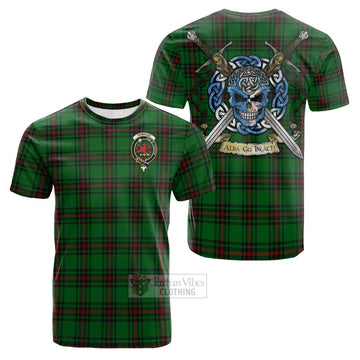 Tartan Vibes Clothing Primrose Tartan Cotton T-shirt with Family Crest Celtic Skull Style