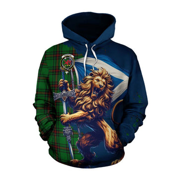 Tartan Vibes Clothing Primrose Tartan Family Crest Cotton Hoodie with Scottish Majestic Lion