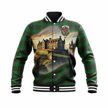 Primrose Tartan Family Crest Baseball Jacket with Scottish Ancient Castle Style
