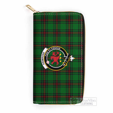 Primrose Tartan Women's Leather Wallet with Family Crest