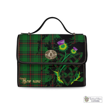Primrose Tartan Waterproof Canvas Bag with Scotland Map and Thistle Celtic Accents