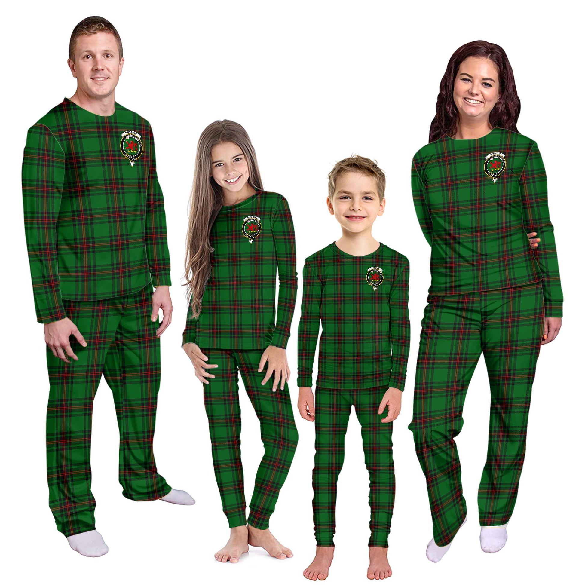 Primrose Tartan Pajamas Family Set with Family Crest - Tartanvibesclothing