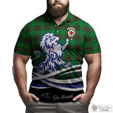 Primrose Tartan Polo Shirt with Alba Gu Brath Regal Lion Emblem