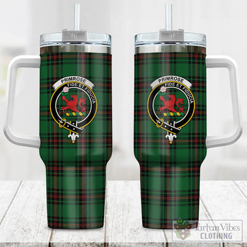 Primrose Tartan and Family Crest Tumbler with Handle