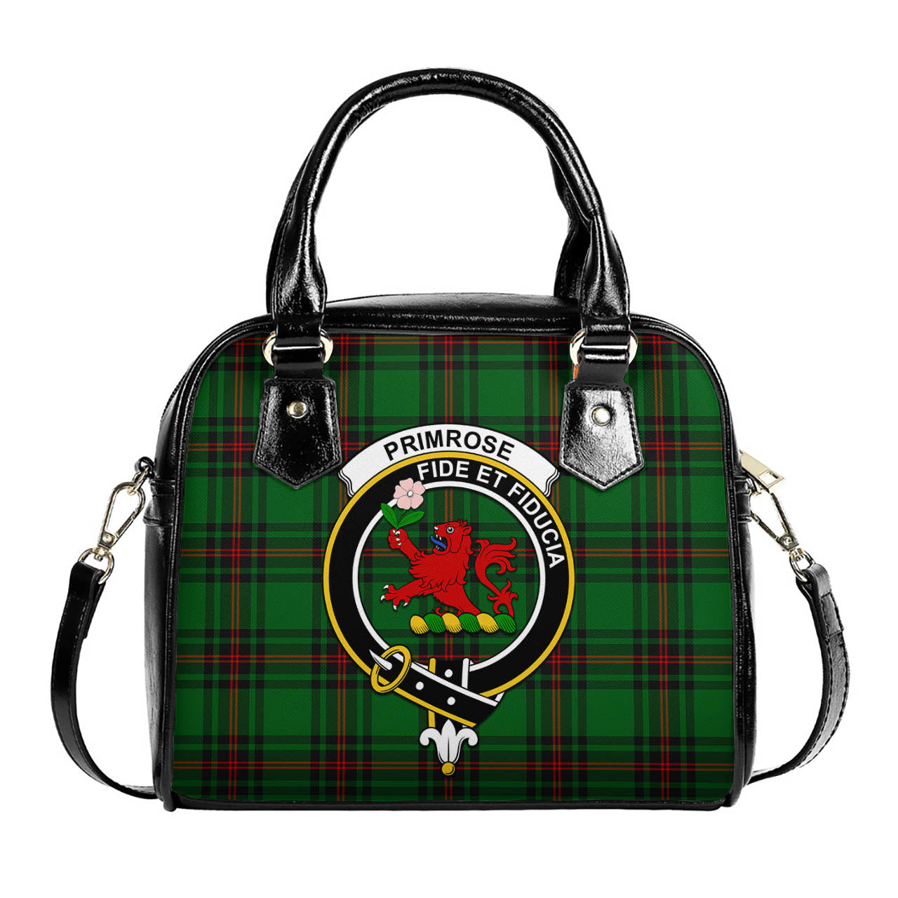 Primrose Tartan Shoulder Handbags with Family Crest One Size 6*25*22 cm - Tartanvibesclothing