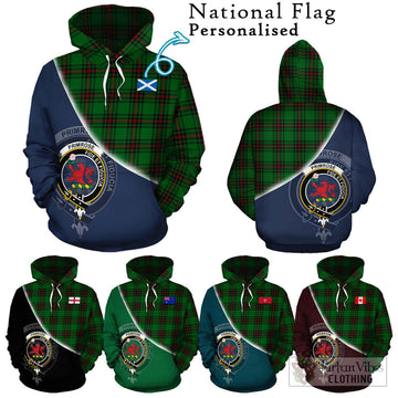 Primrose Tartan Hoodie with Personalised National Flag and Family Crest Half Style Zip Hoodie - Tartanvibesclothing Shop