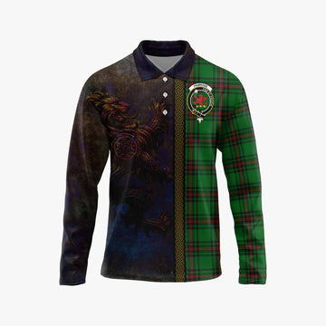 Primrose Tartan Family Crest Long Sleeve Polo Shirt Alba Gu Brath Be Brave Lion Ancient Style