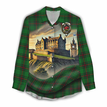 Primrose Tartan Family Crest Women's Casual Shirt with Scottish Ancient Castle Style