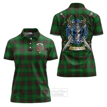 Primrose Tartan Women's Polo Shirt with Family Crest Celtic Skull Style