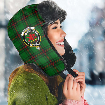 Primrose Tartan Winter Trapper Hat with Family Crest