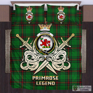 Primrose Tartan Bedding Set with Clan Crest and the Golden Sword of Courageous Legacy